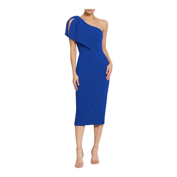 Dress the Population Tiffany one shoulder midi blue Medium M - Picture 1 of 6